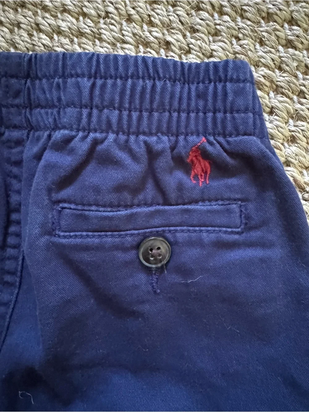 Ralph Lauren Navy Elastic Waist Twill Pants for Kids